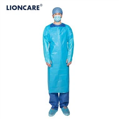 LIONCARE® ক্লোরিনযুক্ত পলিথিন সিপিই আইসোলেশন গাউন